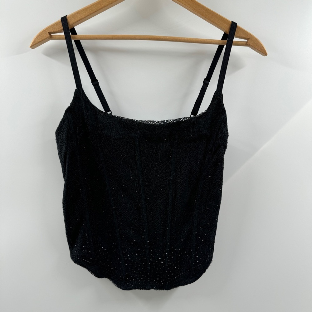 Forever 21 Black Corset Tank Top w/ Ombre Rhinestones – Size Medium (NWT)